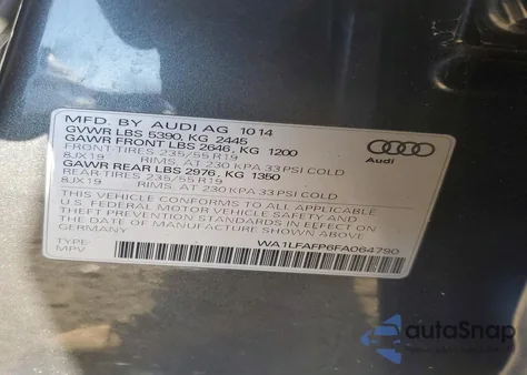 2015 Audi Q5 Premium Plus z USA, uszkodzony, nr VIN WA1LFAFP6FA064790